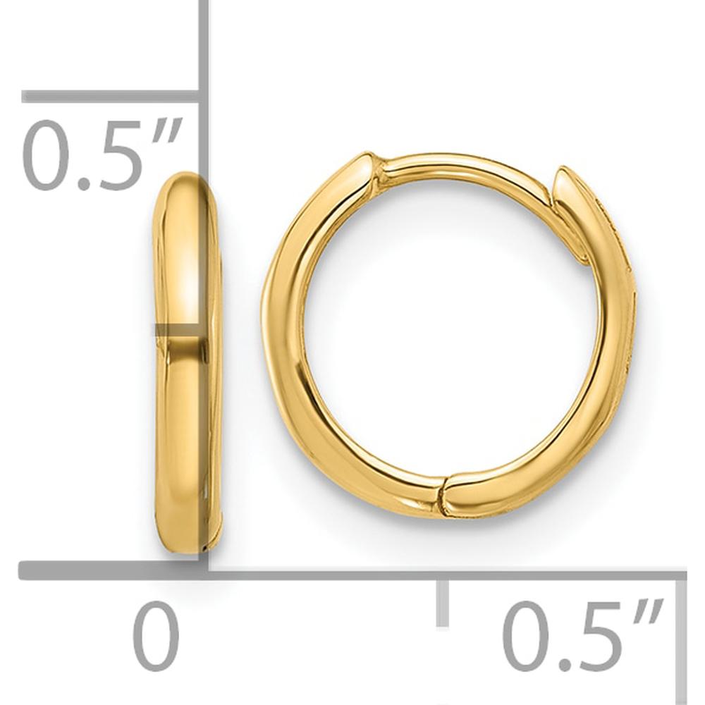 14K Yellow Gold Polished Hinged Hoop Earrings - 10mm Diameter by Oro Pregiato