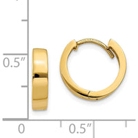 14K Yellow Gold Polished Hinged Hoop Earrings - 10mm Length by 0