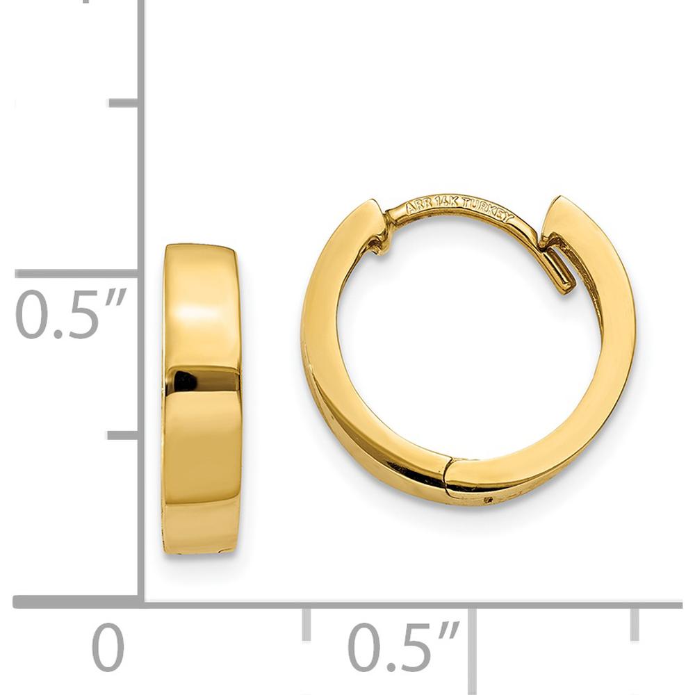 14K Yellow Gold Polished Hinged Hoop Earrings - 10mm Length by 0