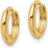 14K Yellow Gold Polished Hinged Hoop Earrings - 10mm Length by Oro Pregiato