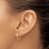 14K Yellow Gold Polished Hinged Hoop Earrings - 13.5mm Length, 1.5mm Thickness by 0