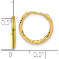 14K Yellow Gold Polished Hinged Hoop Earrings - 13.5mm Length, 1.5mm Thickness by 0