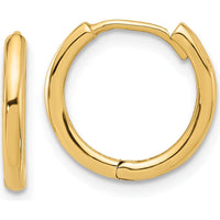 14K Yellow Gold Polished Hinged Hoop Earrings - 13.5mm Length, 14.5mm Width by 0