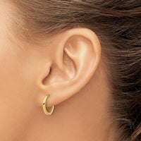 14K Yellow Gold Polished Hinged Hoop Earrings - 13.5mm Length, 14.5mm Width by 0