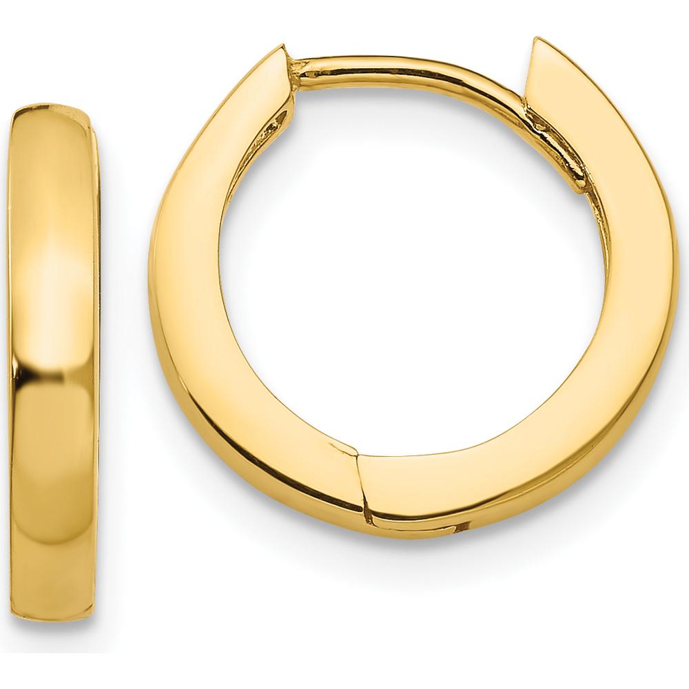 14K Yellow Gold Polished Hinged Hoop Earrings - 13.7mm Length by 0