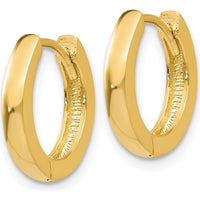 14K Yellow Gold Polished Hinged Hoop Earrings - 13.7mm Length by 0