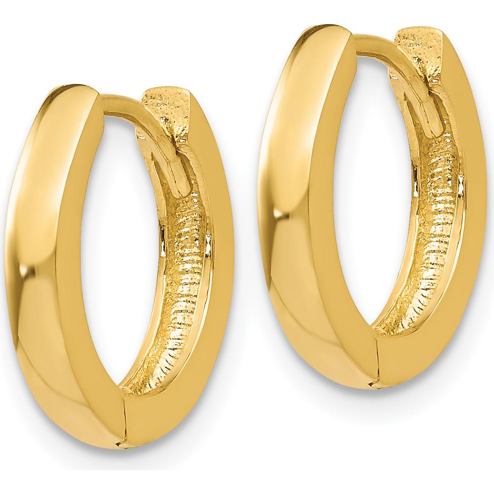 14K Yellow Gold Polished Hinged Hoop Earrings - 13.7mm Length by 0
