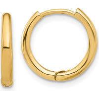 14K Yellow Gold Polished Hinged Hoop Earrings - 14.3mm Length by 0
