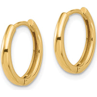 14K Yellow Gold Polished Hinged Hoop Earrings - 14.3mm Length by 0