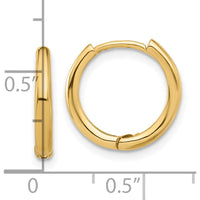 14K Yellow Gold Polished Hinged Hoop Earrings - 14.3mm Length by 0