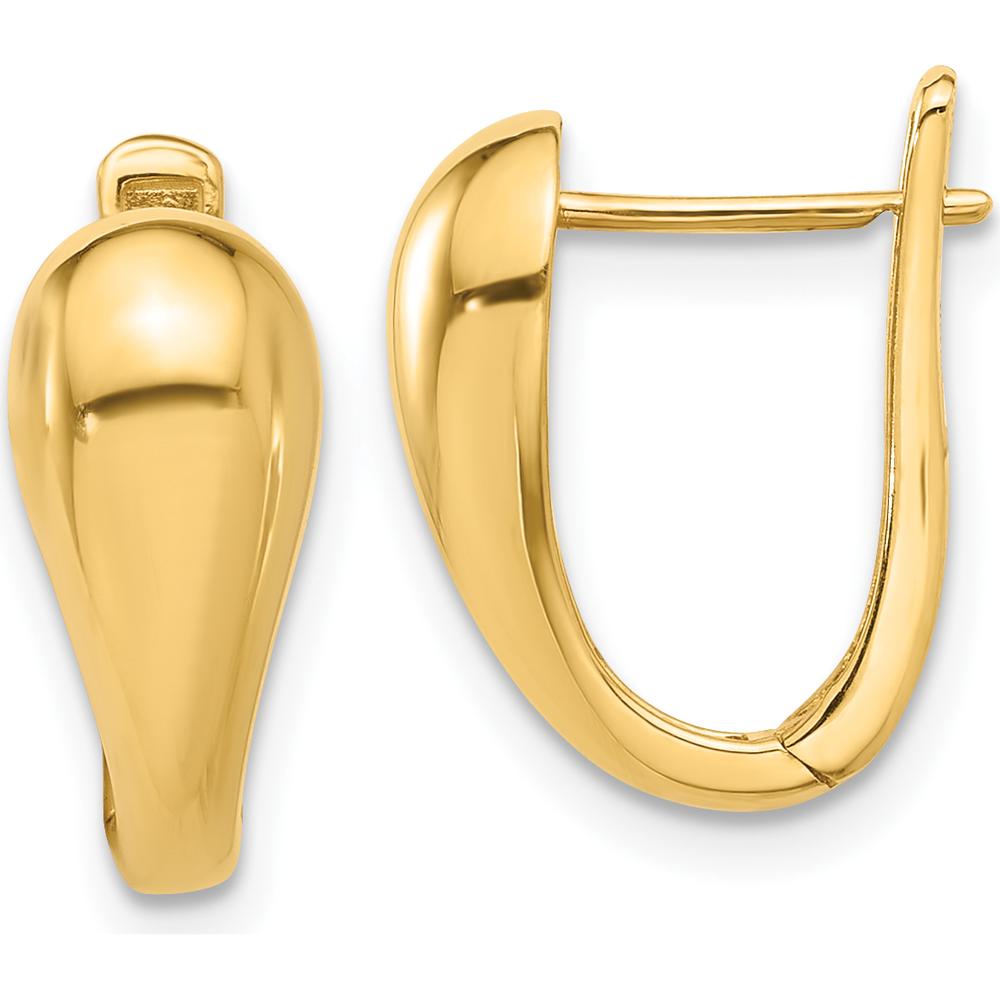 14K Yellow Gold Polished Hinged Hoop Earrings - 15.4mm Length by 0