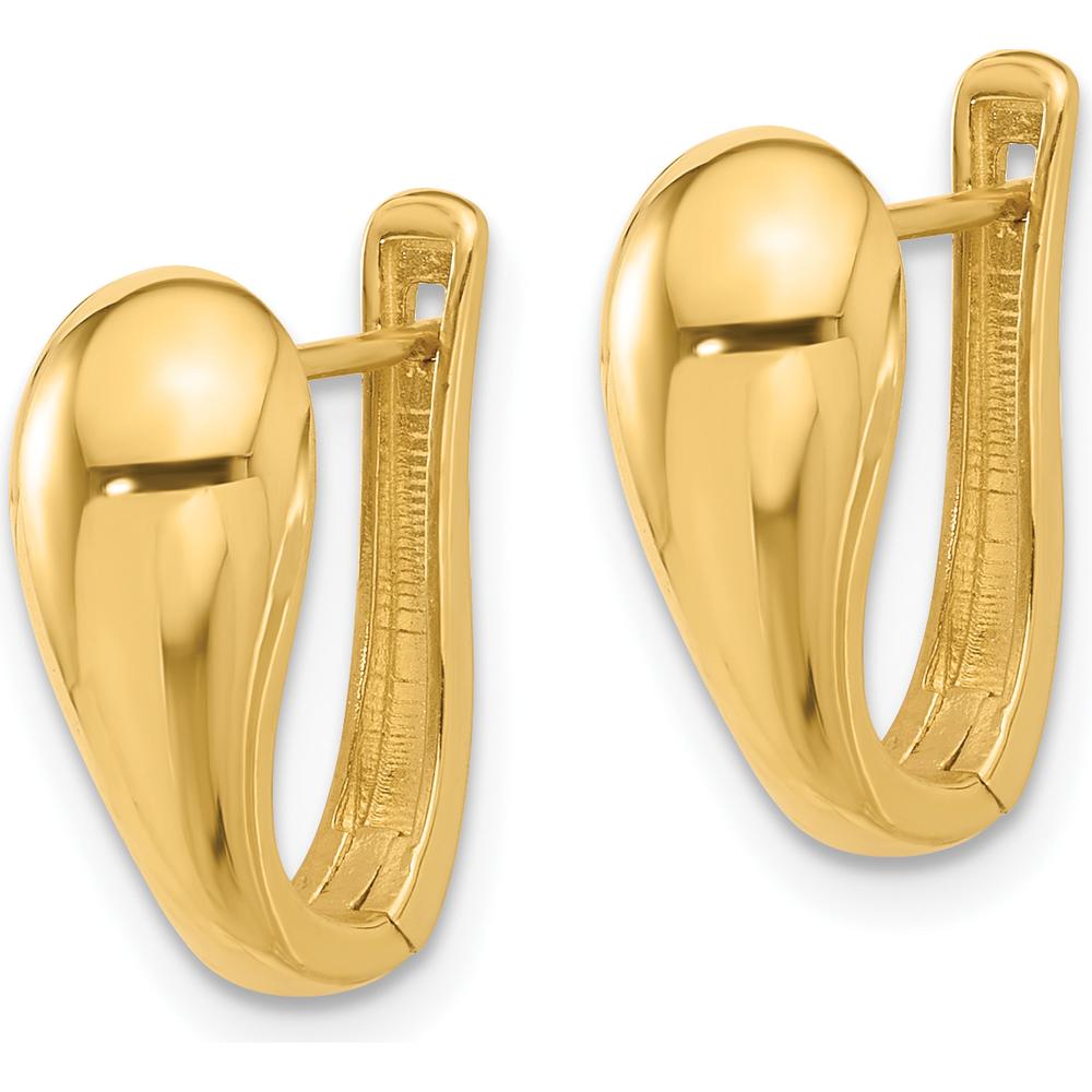 14K Yellow Gold Polished Hinged Hoop Earrings - 15.4mm Length by 0