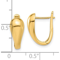 14K Yellow Gold Polished Hinged Hoop Earrings - 15.4mm Length by 0