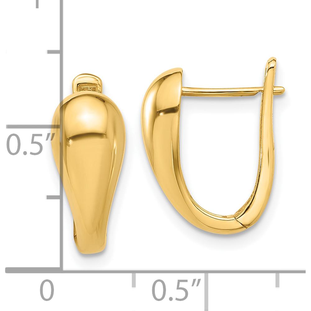 14K Yellow Gold Polished Hinged Hoop Earrings - 15.4mm Length by 0