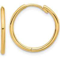 14K Yellow Gold Polished Hinged Hoop Earrings - 15.7mm Length, 18mm Width by 0