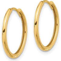 14K Yellow Gold Polished Hinged Hoop Earrings - 15.7mm Length, 18mm Width by 0