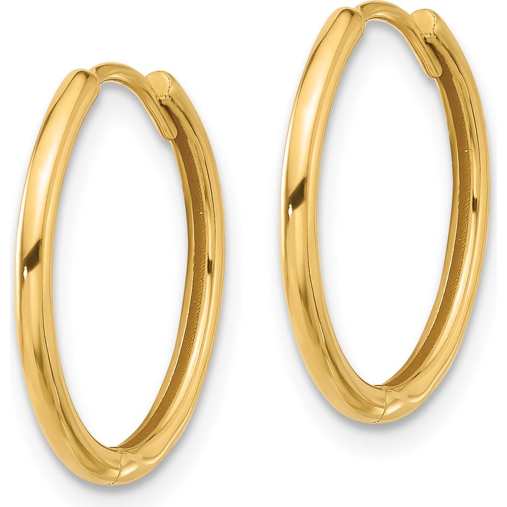 14K Yellow Gold Polished Hinged Hoop Earrings - 15.7mm Length, 18mm Width by 0