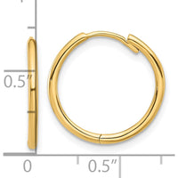 14K Yellow Gold Polished Hinged Hoop Earrings - 15.7mm Length, 18mm Width by 0