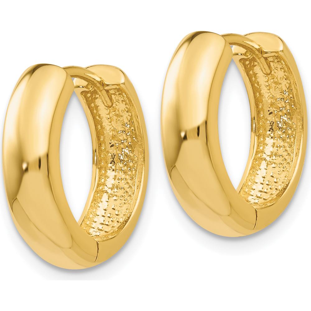 14K Yellow Gold Polished Hinged Hoop Earrings - 15mm Length by 0