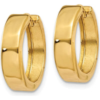 14K Yellow Gold Polished Hinged Hoop Earrings - 15mm Length by Oro Pregiato