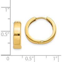 14K Yellow Gold Polished Hinged Hoop Earrings - 15mm Length by Oro Pregiato