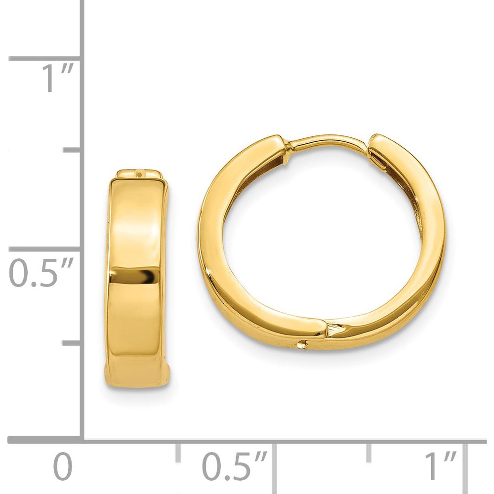 14K Yellow Gold Polished Hinged Hoop Earrings - 15mm Length by Oro Pregiato