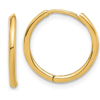 14K Yellow Gold Polished Hinged Hoop Earrings - 16mm Width, 15.7mm Length by 0