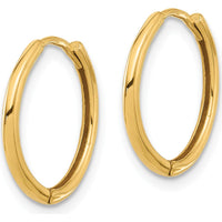 14K Yellow Gold Polished Hinged Hoop Earrings - 16mm Width, 15.7mm Length by 0