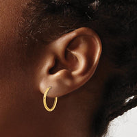 14K Yellow Gold Polished Hinged Hoop Earrings - 16mm Width, 15.7mm Length by 0