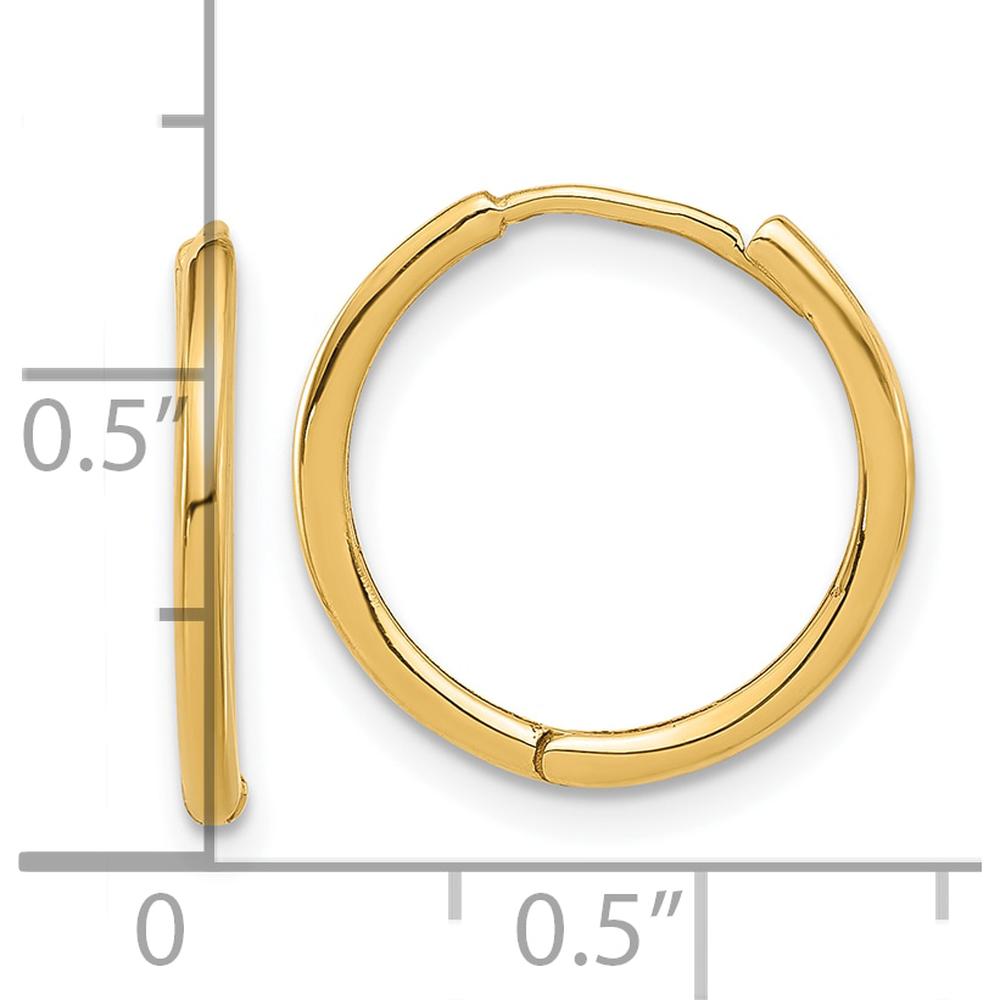 14K Yellow Gold Polished Hinged Hoop Earrings - 16mm Width, 15.7mm Length by 0