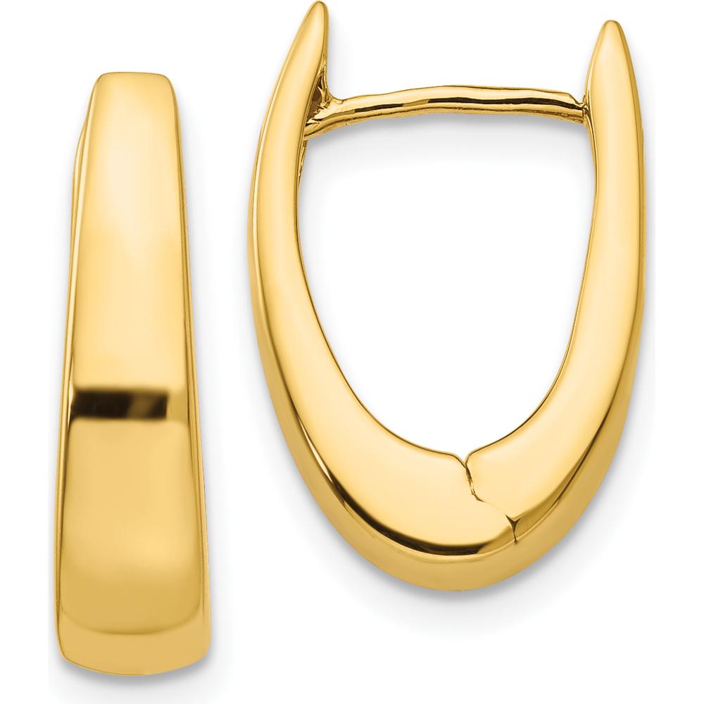 14K Yellow Gold Polished Hinged Hoop Earrings - 17mm Length, 11mm Width by 0