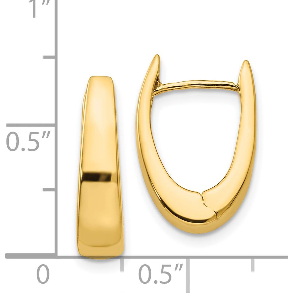 14K Yellow Gold Polished Hinged Hoop Earrings - 17mm Length, 11mm Width by 0