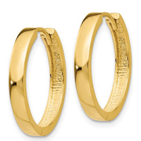 14K Yellow Gold Polished Hinged Hoop Earrings - 18mm Diameter, 3mm Width by 0