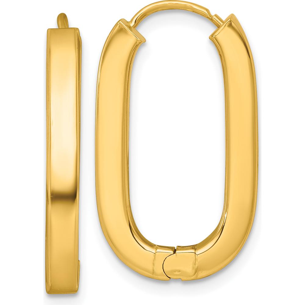 14K Yellow Gold Polished Hinged Hoop Earrings - 25.9mm Length by 0