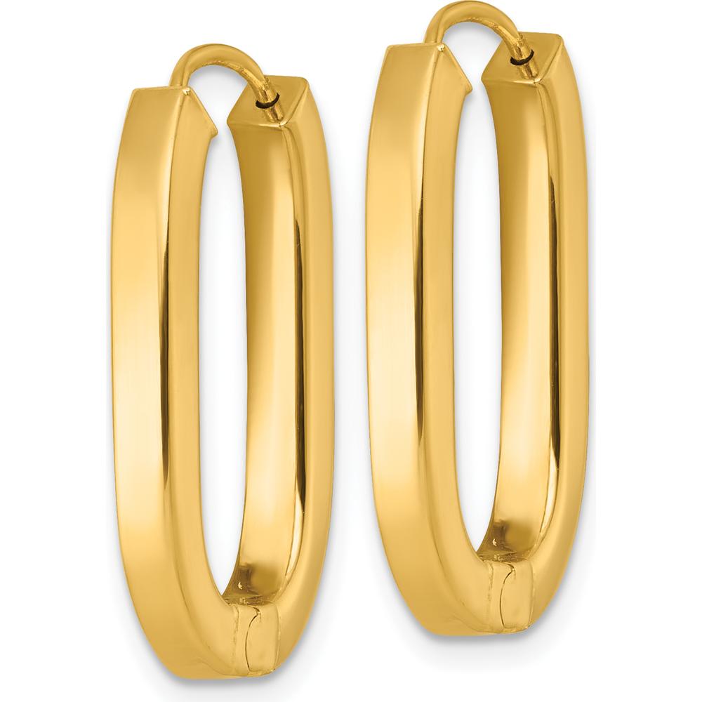 14K Yellow Gold Polished Hinged Hoop Earrings - 25.9mm Length by 0