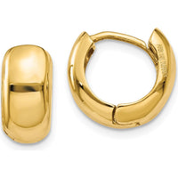 14K Yellow Gold Polished Hinged Hoop Earrings - 7mm Width by 0