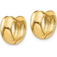 14K Yellow Gold Polished Hinged Hoop Earrings - 7mm Width by 0