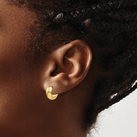 14K Yellow Gold Polished Hinged Hoop Earrings - 7mm Width by 0