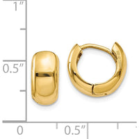 14K Yellow Gold Polished Hinged Hoop Earrings - 7mm Width by 0