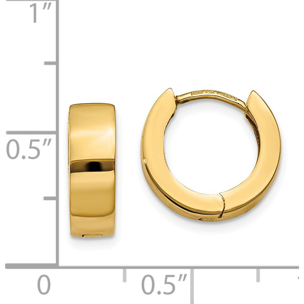 14K Yellow Gold Polished Hinged Hoop Earrings - Elegant Design by 0