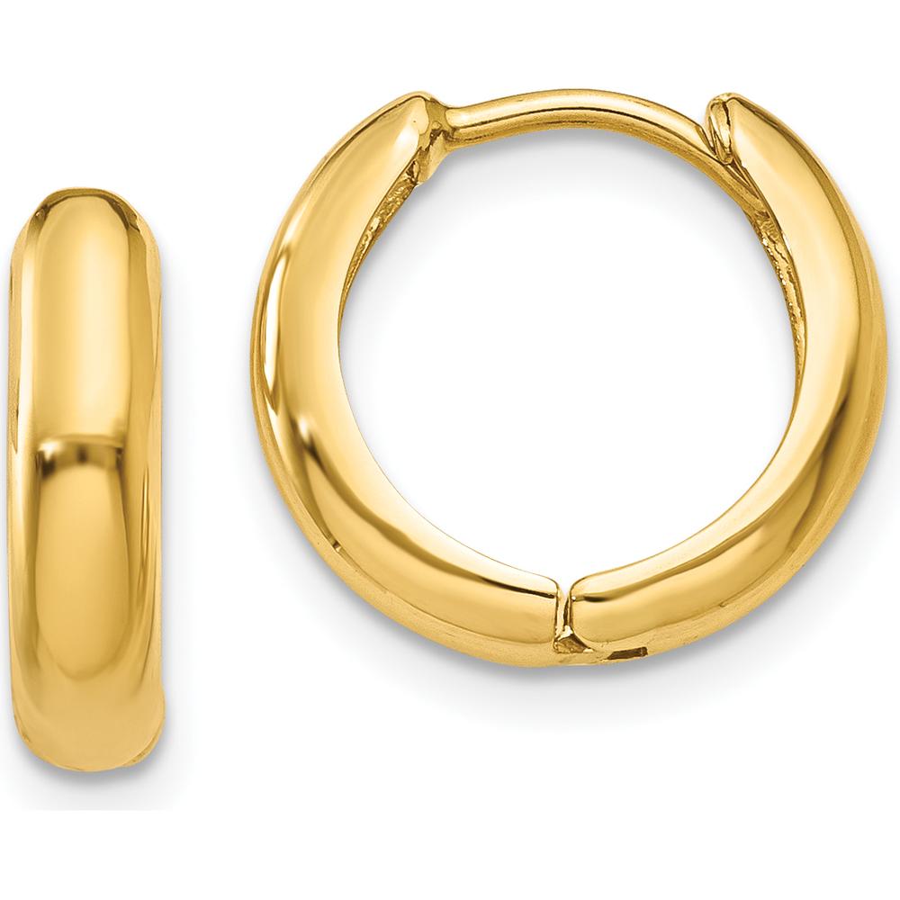 14K Yellow Gold Polished Hinged Hoop Earrings - Elegant Hoop Design by Oro Pregiato