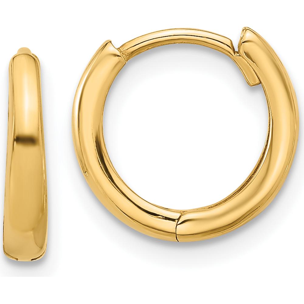 14K Yellow Gold Polished Hinged Hoop Earrings - Elegant Timeless Design by 0