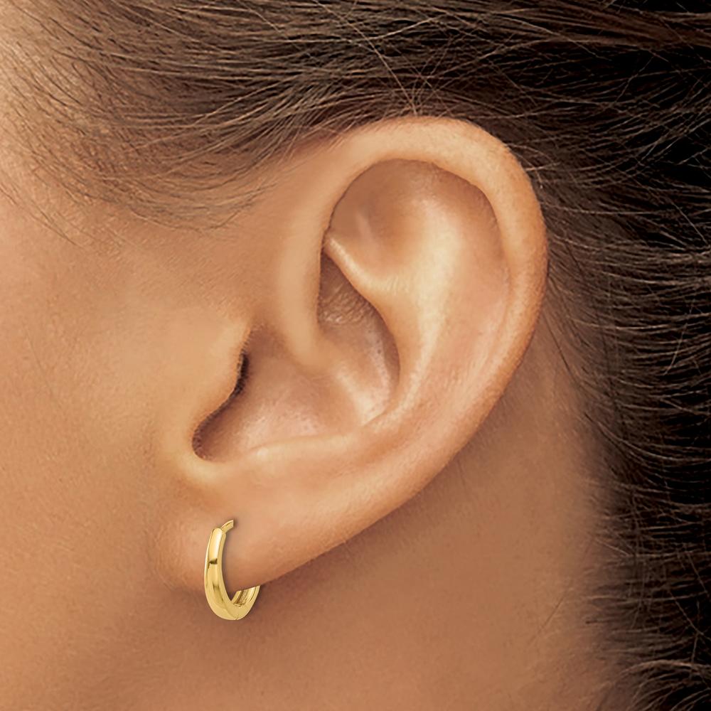 14K Yellow Gold Polished Hinged Hoop Earrings - Elegant Timeless Design by 0