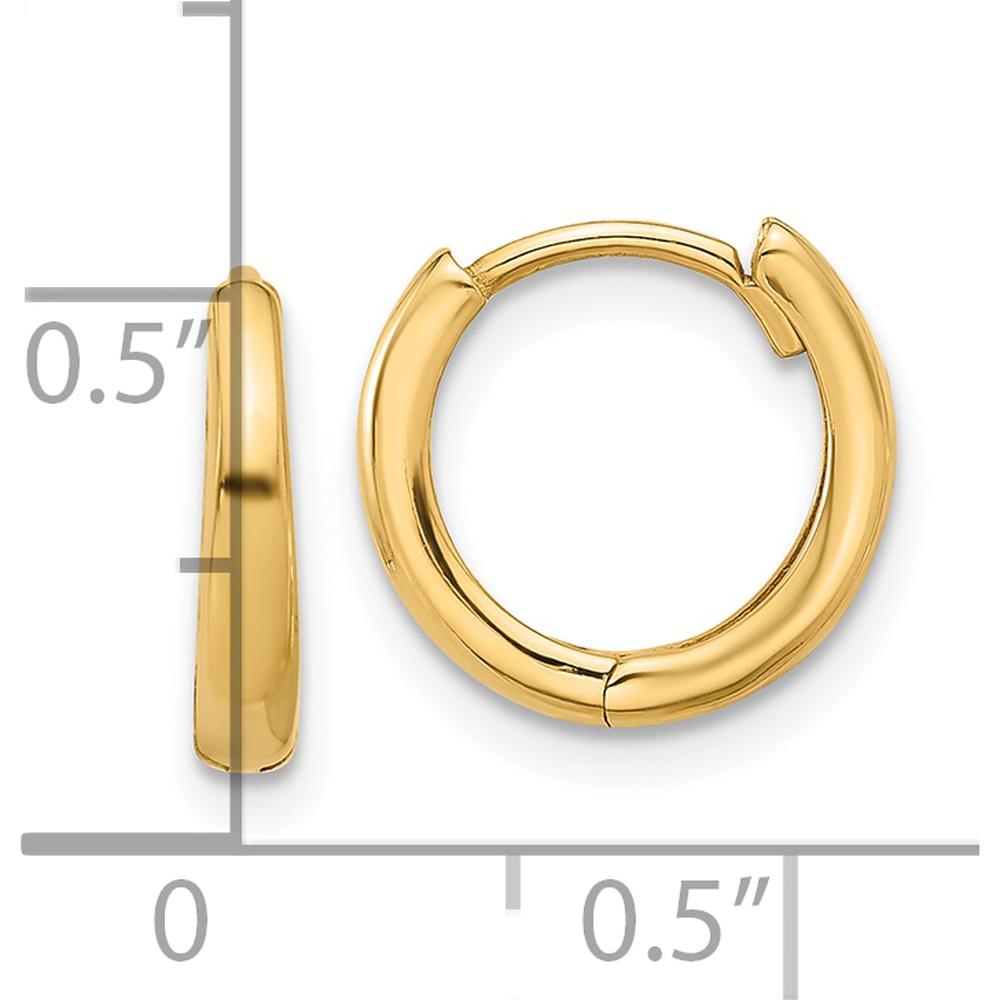 14K Yellow Gold Polished Hinged Hoop Earrings - Elegant Timeless Design by 0