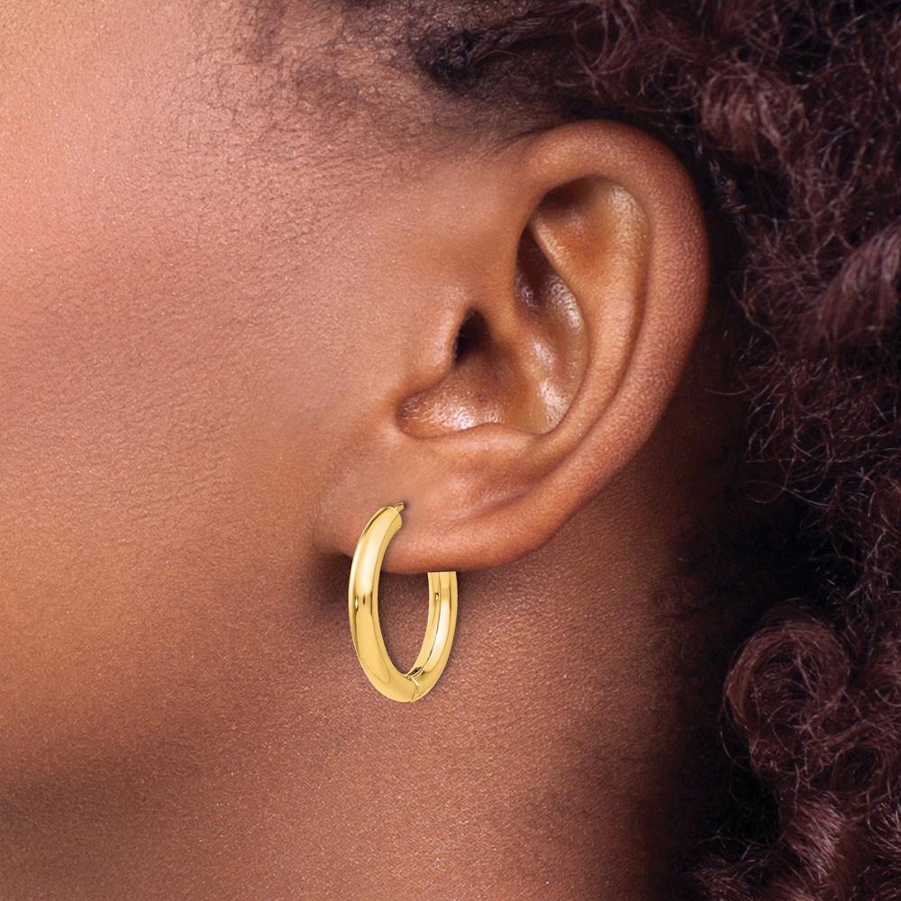 14K Yellow Gold Polished Hinged Hoop Earrings by 0