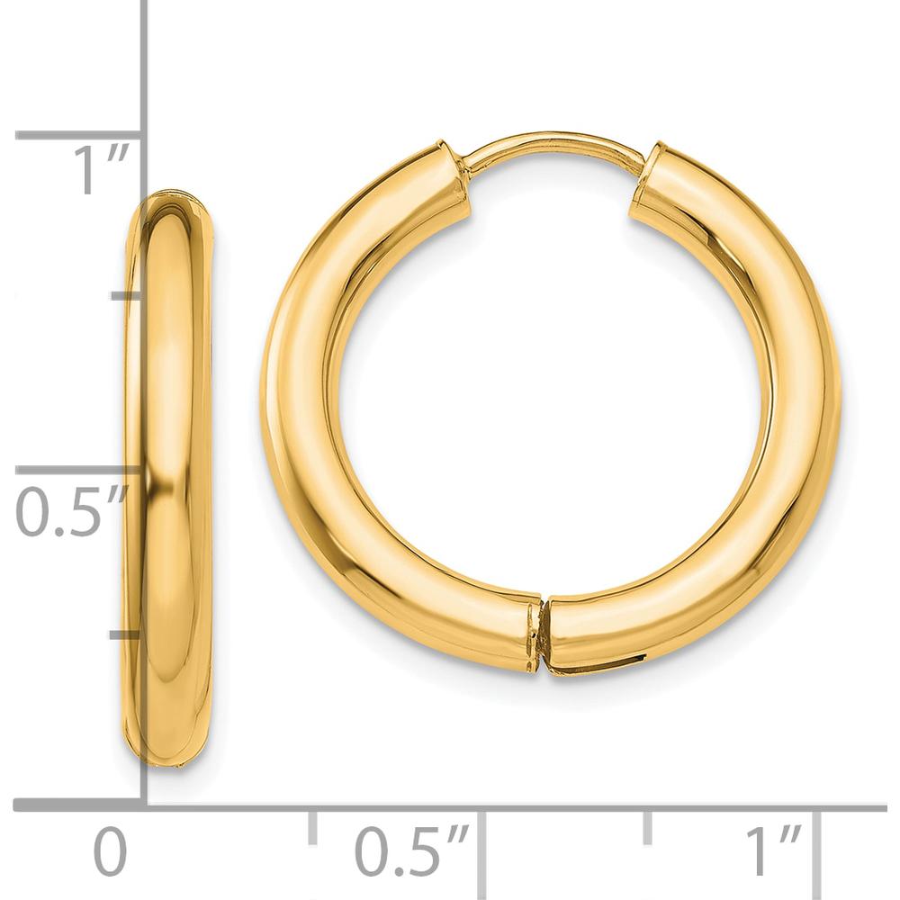 14K Yellow Gold Polished Hinged Hoop Earrings by 0