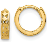 14K Yellow Gold Polished Hinged Hoop Earrings with Cut-out Design by 0