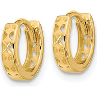 14K Yellow Gold Polished Hinged Hoop Earrings with Cut-out Design by 0