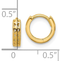 14K Yellow Gold Polished Hinged Hoop Earrings with Cut-out Design by 0