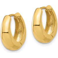 14K Yellow Gold Polished Hinged Huggie Hoop Earrings - 13.3mm Length by 0